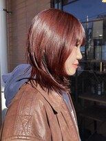 ボコカ(bococa) 【Vicky指名】チェリーレッド ミディアムウルフ レイヤー