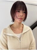 原宿ブリーチなしダブルカラーピンクベージュミディアムボブ20代