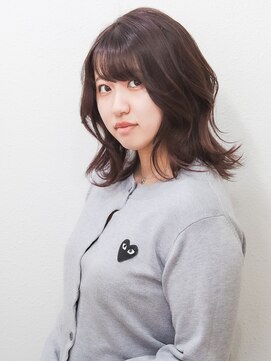 ムクヘアー(muk hair) くびれウルフミディ×ラベンダーブラウン