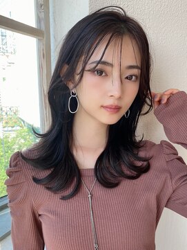 アフロート エル 大阪(AFLOAT L) 暗髪で出せるこなれ感！フェイスレイヤー×ナチュラルセミロング