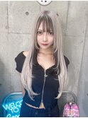 ホワイトシルバー×エクステ×デザインカラー