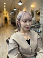 クッキー ヘアーアンドメイク(COOKIE Hair&Make)&nbsp;【COOKIE】透明感たっぷり　ミルキーピンク×切りっぱなしボブ