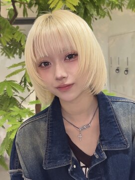 メゾンアクア 表参道(Maison ACQUA) レイヤーボブ/切りっぱなし/ハッシュボブ/ミディアム/ハイトーン