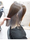 インナーカラー/グレージュ/ミディアムレイヤー