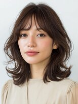 ヘアー ミッション 心斎橋店(hair Mission)&nbsp;ミディアムレイヤー/顔まわりカット/透明感ナチュラルブラウン