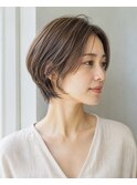 白髪ぼかし脱白髪染め似合わせショートボブ40代50代60代