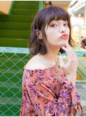 切りっぱなしボブもゆるふわで可愛く