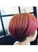 大人マッシュ×グラデーションピンク