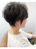 透明感ショート×アッシュグレー