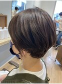 顔まわり脱白髪染めシンプルショート/大人ミディアム/ミニボブ