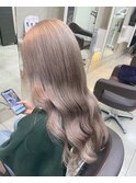 くびれヘアアプリコットオレンジ夏ハイライトカラー