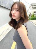 20代30代40代◎前髪パーマ韓国風巻きくすみベージュお団子ヘア
