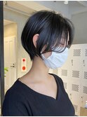 大人マッシュショート丸みショート黒髪ショートベリーショート