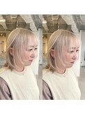 三宮【個性派ハイトーン】ショートウルフ×ホワイトベージュ