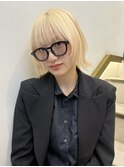 ブロンド金髪 フェイスレイヤーボブ似合わせ小顔t619