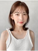 アプリコットオレンジイメチェン外ハネボブくびれヘアa