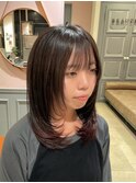 レイヤーカット×裾ピンク　垢抜けヘア