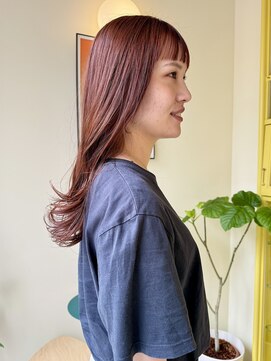 ヒントステーション(HINTSTATION) 〈浅草 半個室〉オレンジベージュ×オン眉バング