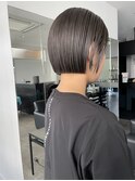 ミニボブ/地下風/オリーブグレージュ髪質改善ストレート縮毛矯正