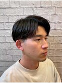 ツーブロック×センターパート