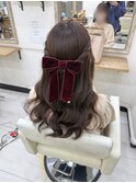 ハーフアップ お出かけヘア 結婚式ヘア