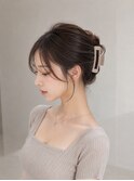 ミディアムヘア暗めカラーデザインカラーフェイスフレーミング