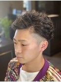 ツーブロックパーマアップバング