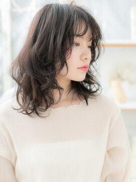 モッズヘア 上尾西口店(mod's hair) 黒髪ダークアッシュくせ毛風濡れ髪ロブヘアc上尾20代30代40代