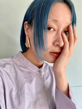 ガレージ バイ グリーン 原宿 表参道(Garage by green) 【loki】ボブ×アイスブルー