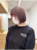 ワインレッドレイヤーボブ