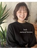 ボブ/シースルーバング/ブラウンカラー/20代/30代/40代