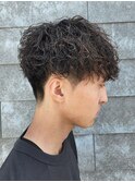 メンズ刈り上げショートマッシュ波巻きツイストスパイラルパーマ