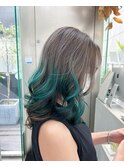 グラデーショングレー×グリーン☆