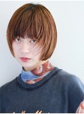 切りっぱなしボブ エアリーロング 美髪 ピンクブラウン