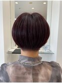 濃いめピンク×刈り上げマッシュ