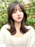 20代30代40代◎前髪パーマ韓国風巻きくすみベージュお団子ヘア