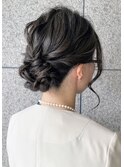 シニョン/ヘアアップ/ヘアセット/結婚式/シンプル/大人アレンジ