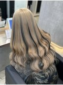 ホワイトミルクティーベージュ×黒メッシュ