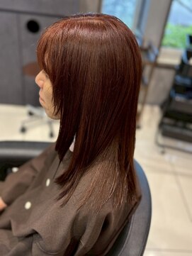 アース 南福島店(HAIR&MAKE EARTH) color  × orange レイヤー  顔周り トップ