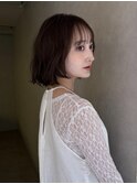 くびレイヤーボブルフネビージュ小顔ワンレンこなれミディ