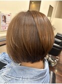 アシメショートボブ 30代/40代/50代/60代/ダークブラウン