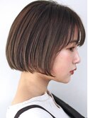 大人可愛い　ボブ　ミニボブ　内巻き　透け感