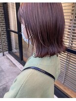 ヘアデザイン ソラ(Sola)&nbsp;秋冬スタイル：ピンクベージュカラー×外ハネボブ