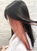 黒髪×インナーピンク