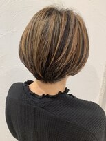 アッシュ 仙川店(Ash)&nbsp;ハイライト白髪ぼかし脱白髪染めショートボブ40代50代60代