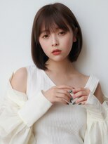 ヴィヴィ(VIVIE)&nbsp;大人小顔暗髪黒髪艶髪内巻きボブアプリコットオレンジハイライト