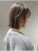 切りっぱなしボブ/外ハネ/シアベージュ/シースルーバング