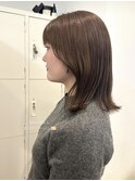 グレージュショートヘアボブヘアシースルーマッシュタッセルボブ
