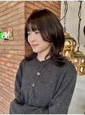 顔周り　レイヤー　くびれカット　韓国　ブラウン　前髪　立川