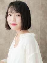 カバーヘアアンドスパ ブリス 浦和(COVER HAIR&SPA bliss)&nbsp;シースルーバング黒髪ダークアッシュ切りっぱなしボブ30代40代W